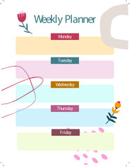 White Abstract Colorful Abstract Weekly Planner