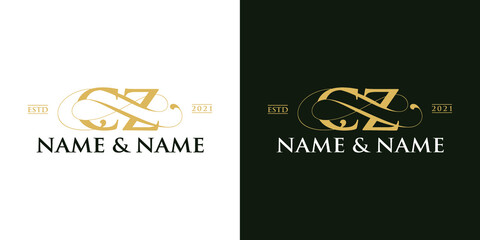 Fototapeta Luxury letter CZ logo design obraz