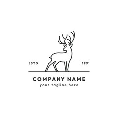 Deer monoline logo design vector template