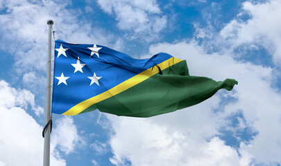 Solomon Islands flag - realistic waving fabric flag