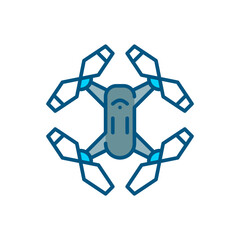 Flying drone top view. Pixel perfect, editable stroke colorful icon