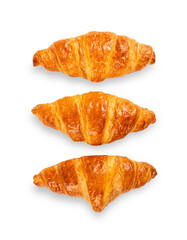 Croissants isolated on white background.  Top view
