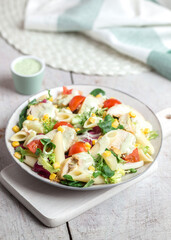 Chicken pasta salad with vegetables