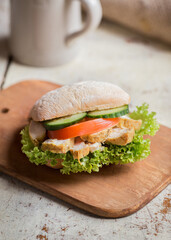 chicken sandwich with vegetables