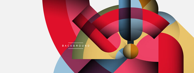 Obraz premium Geometric abstract background. Round shapes, circles, lines composition for wallpaper banner background or landing page