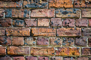 Old red brick wall texture.