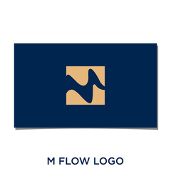 M FLOW OR WAVE LOGO DESIGN VECTOR