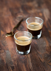 Two shots of small espresso coffee