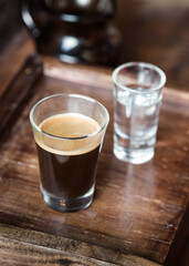 Double shot of espresso and wated 