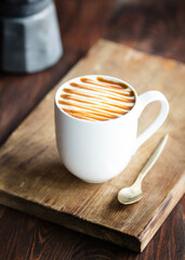 Cup od caramel macchiato cappuccino latte coffee
