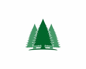 Obraz premium Three pines tree illustration logo