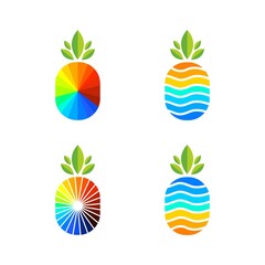 Pineapple set logo vector
