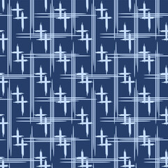 Japanese Cross Shape Plaid Vector Seamless Pattern