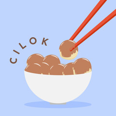 Indonesian traditional culinary : Cilok illustration vector