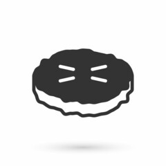 Grey Homemade pie icon isolated on white background. Vector