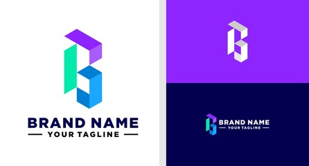 LETTER B LOGO MONOGRAM GEOMETRIC UNUSUAL MODERN EDITABLE