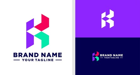 LETTER K LOGO ARROW GEOMETRIC MONOGRAM EDITABLE