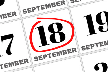 September 18 written on a calendar to remind you an important appointment. - obrazy, fototapety, plakaty