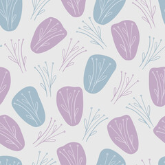 SEAMLESS FRABIC PATTERN BACKGROUND WITH CUTE HAND DRAW DOODLE FLOWER