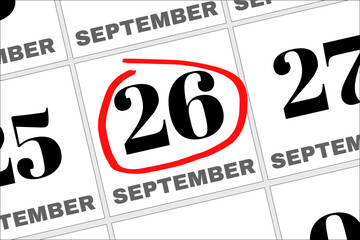 September 26 written on a calendar to remind you an important appointment.