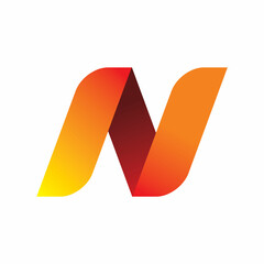 full color initial letter n logo design