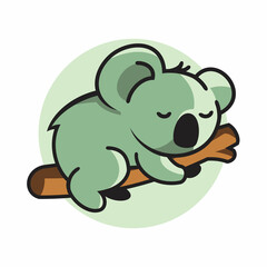 nature tree leaf sleepy koala logo design