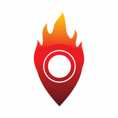 fire flame location logo design