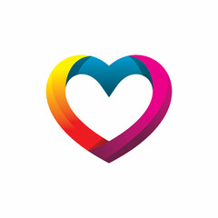 full color love heart logo design