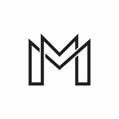 initial letter m color line logo design