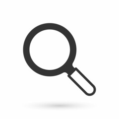 Grey Magnifying glass icon isolated on white background. Search, focus, zoom, business symbol. Vector