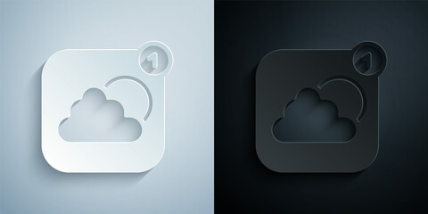 Paper cut Weather forecast app icon isolated on grey and black background. Paper art style. Vector