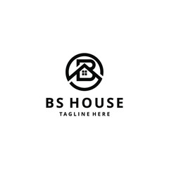 Creative modern abstract illustration BS house sign geometric logo design template