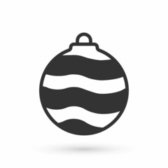 Grey Christmas ball icon isolated on white background. Merry Christmas and Happy New Year. Vector