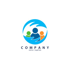 Family Care Logo Design with Human Icon Element