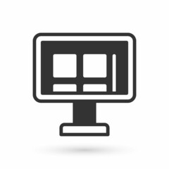 Grey Online shopping on screen icon isolated on white background. Concept e-commerce, e-business, online business marketing. Vector