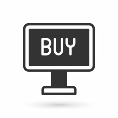 Grey Buy button icon isolated on white background. Vector