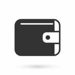 Obraz premium Grey Wallet icon isolated on white background. Purse icon. Cash savings symbol. Vector