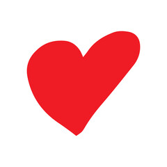 heart hand drawn doodle. vector, minimalism, icon, sticker, decor. love, valentine day, red.