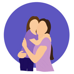 Vector illustration of mother with her daughter. Flat design