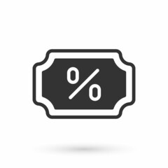 Grey Discount percent tag icon isolated on white background. Shopping tag sign. Special offer sign. Discount coupons symbol. Vector