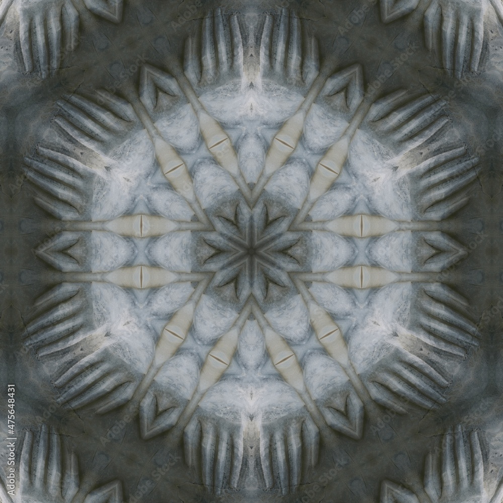 Poster pattern and design based on partial carving of a hand and fingers