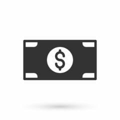 Grey Stacks paper money cash icon isolated on white background. Money banknotes stacks. Bill currency. Vector