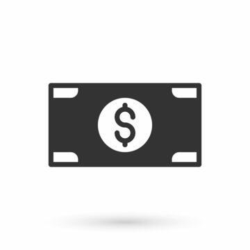 Grey Stacks paper money cash icon isolated on white background. Money banknotes stacks. Bill currency. Vector