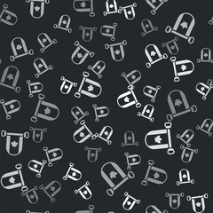 Grey Pennant flag of Canada icon isolated seamless pattern on black background. North America country flag. Vector