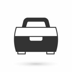 Grey Case or box container for wobbler and gear fishing equipment icon isolated on white background. Fishing tackle. Vector