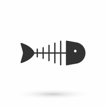 Grey Fish skeleton icon isolated on white background. Fish bone sign. Vector