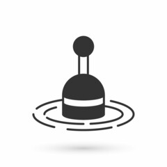 Grey Fishing float in water icon isolated on white background. Fishing tackle. Vector