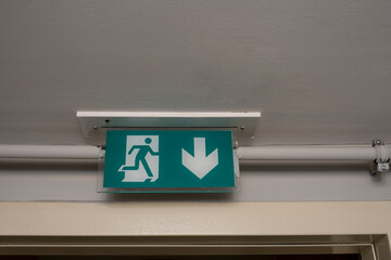 emergency exit sign on the door