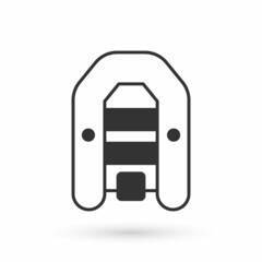 Obraz premium Grey Inflatable boat with outboard motor icon isolated on white background. Vector