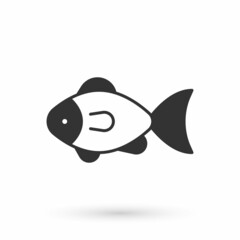 Grey Fish icon isolated on white background. Vector